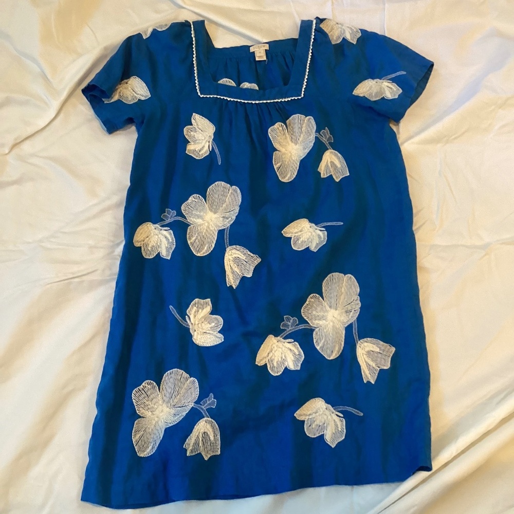 J.Crew Royal Blue Embroidered Caftan/Coverup, XS